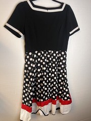 Nihsating Vintage Style Black Red White Polka Dot Rockabilly Swing Dress medium