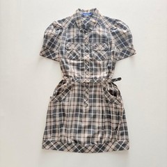 Burberry Blue Label Nova Check Shirt Dress Belted Logo Embroidery 38 064991d