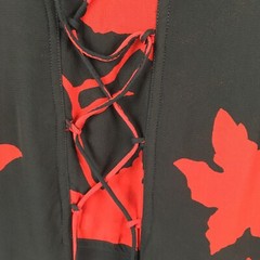 Shopping With Antthony Dress Womens 2X Plus Size Black Red Flower Art To Wear