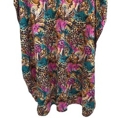 Winlar Vtg Kaftan Lounger Pink Teal Leopard Print Maxi Dress One Size Fits Most