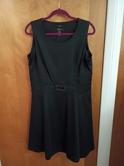 Style & Co Sleeveless Black Knit Dress with front Buckle Design Side Zip Size 12
