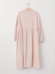 ICHI Antiquites Linen Band Collar Shirt Long Dress Pullover Pink NearMINT