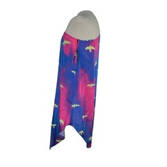 CHAOUICHE One Shoulder Maxi Dress Cobalt Pink Bird Print Ombre Designer NWT S