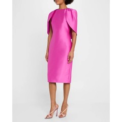 Badgley Mischka Mikado Cape Sheath Dress Size 14 In Orchid