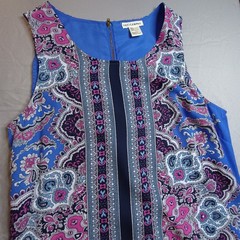 Artisan NY Size 12 Professional Shift Dress Fully Lined Paisley Gold Tone Zipper