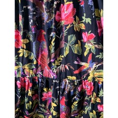 Custom Handmade Floral Side Zip Closure Spaghetti Tie Strap Ruffle Maxi Dress