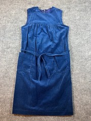 Vintage Handmade Blue Corduroy Midi Loose Fit Jumper Dress