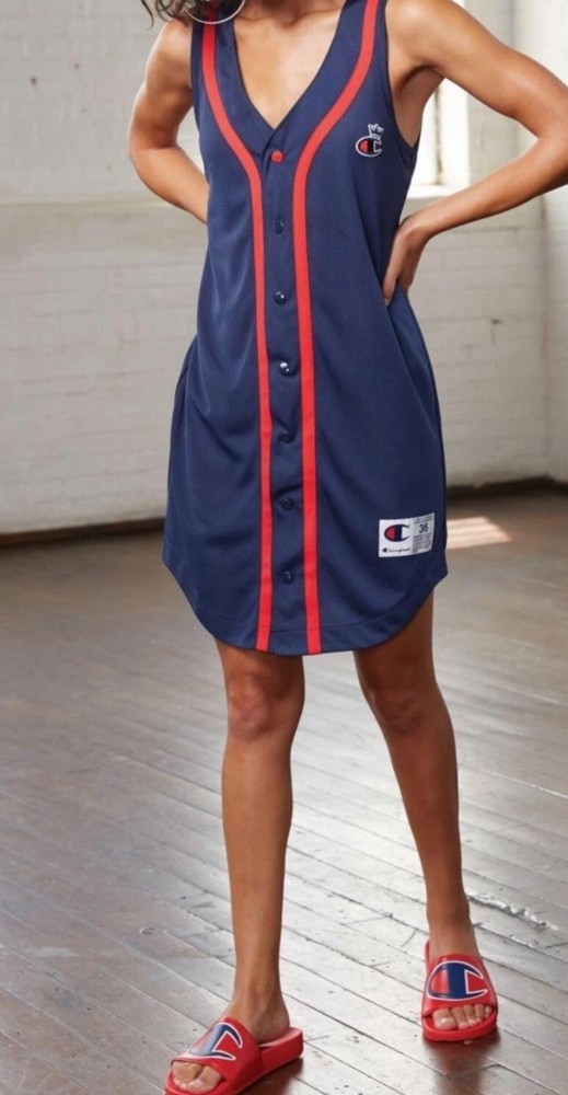 Champion Basketball Jersey Dress Sleeveless Womens M Mesh Sports Jersey #19 Navy