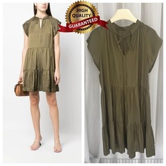 Zadig&Voltaire Women V-Neck Satin Smooth Loose Short Sleeve Short Dress XS-L