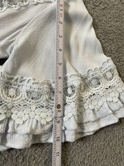 Saints + Secrets Ruffled Mini Dress Sz S Blue Plunging Neck Lace Trim City Sexy