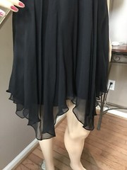 SCALA Black Sequin Beaded Spaghetti Strap Cocktail Party Dress Silk Ruffle Sz 4