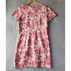 Talbots Silk Linen Dress Size 12 Romantic Pink Floral Print Sheath Garden Party