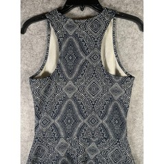 HM Navy Blue White Geometric Print Racerback Fit and Flare Mini Dress Small
