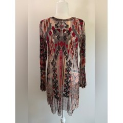 Johnny Was Biya Long Sleeve Mesh Embroidered Dress | XS | Worn Once