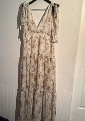 Olia Large Dress Floral Cream Tiered Maxi Dress Boho Cottagecore Prarie