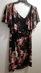 Connected Apparel size 16 Black/ Multicolor Floral Flutter Sleeve Dress New