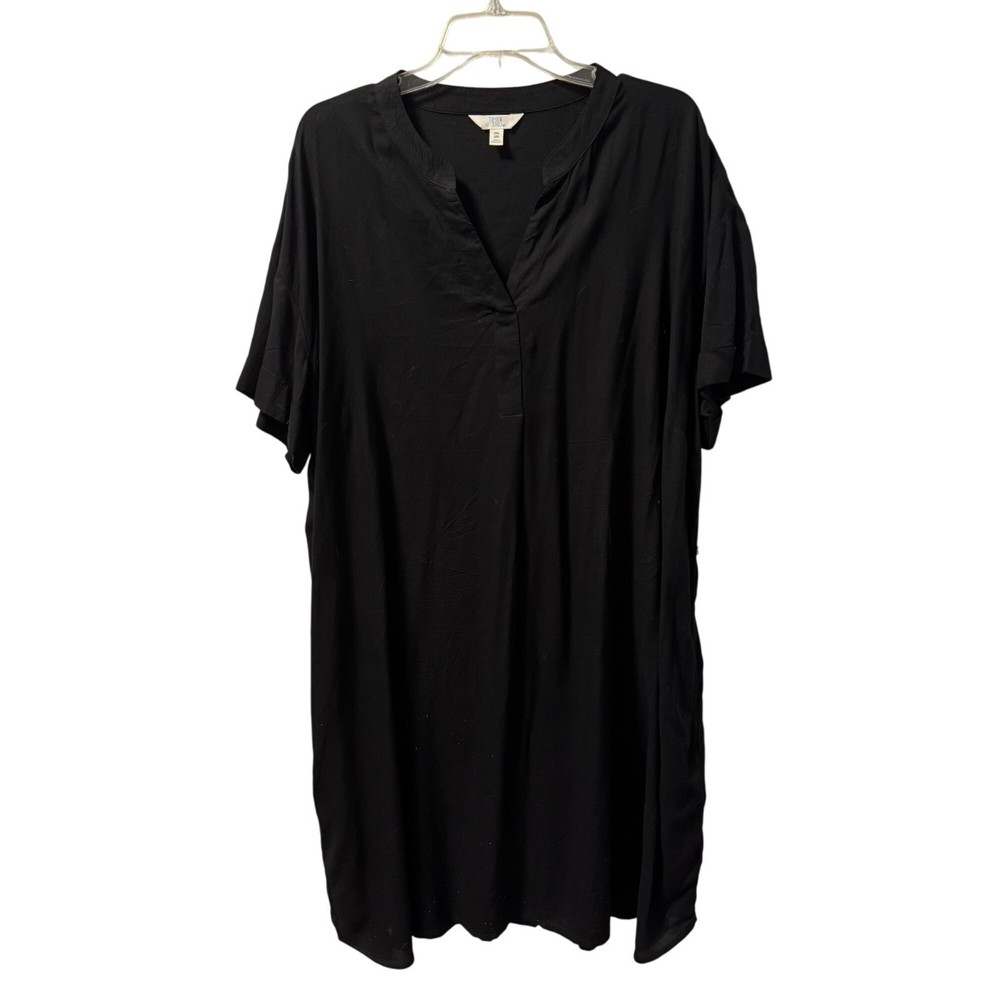 Time & Tru Womens Black V-Neck Dress Sz XXL 100% Rayon women dress