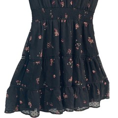 Hollister Ditsy Floral black pink Long Sleeve mini Dress size S boho cottagecore