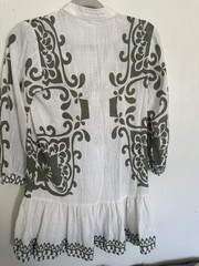 Zara Ecru & Khaki Rustic Printed Mini Dress Size XS