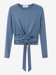 Light blue set maxi jumper and wrap tee shirt ribbed knit S women EUC