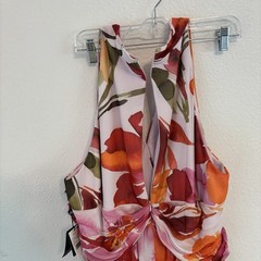 Adrianna Pappel maxi sleeveless dress 24W flowers vacation romantic cottage core