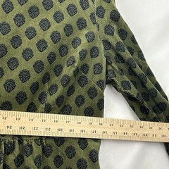 Boden Ora Short Corduroy Dress Womens 16-18R Green Ornate Stamped Ruffled Cuffs