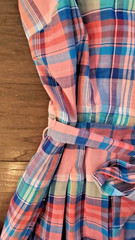 Talbots Madras Plaid Button Front Shirt Dress Pink Blue Women Sleeveless 16 NEW