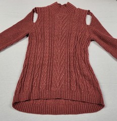 OSO Casuals Rust Brown Cold Shoulder Cable Knit Sweater Dress Women&rsquo;s M