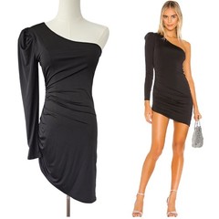 New LOVERS + FRIENDS Kenia One Shoulder Mini Dress Size Small Black Asymmetric