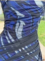 EMILIO PUCCI BLACK SHEER OVER MULTI COLOR SIGNED PRINT 1 SHOULDER DRESS Sz 8