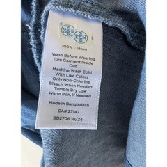 Talbots Chambray Dress Womens Sz MP Blue Tiered Cotton Split Neck Pockets Boho