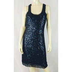 Max Studio Dress M Gray Sequin TAnk Lined Nylon Poly Spandex Stretch Knit