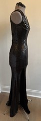 Dress the Population Dress Black Plunge Sequined Trumpet Mermaid Gown Size XS