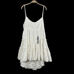 Lucky Brand Boho Fairycore Tiered Open Back Dress Women XXL Off White Festival