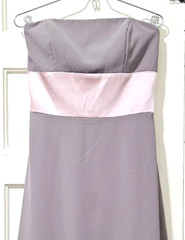 Womens After Six Formal Strapless Midi Dress 8 Medium Mocha Taupe Pink Satin Tie