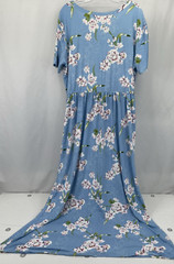 Auselily Light Blue Floral Supersoft Short Sleeve Dress Plus Womens Sz 3X NWT