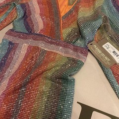 Eva Mendes Collection New York & Company Rainbow Sequin Long Sleeve Mini Dress