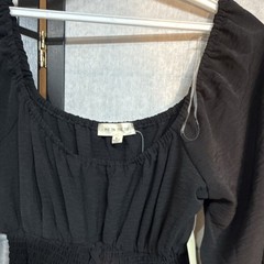 Pie in the Sky Black Long Balloon Sleeve Square Neck Fit & Flare Mini jumper M