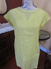 Finity Lemon short sleeve linen shift dress in size 6, NWT