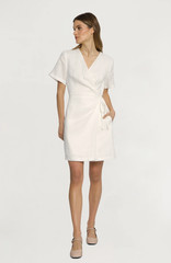 NWT Luxely Ivy Wrap Dress Cloud Dancer 100% Linen Off White $178 Size 16 / XL