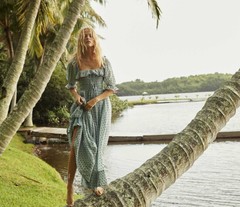 do*EN Square neck polka dot embroidered dress
