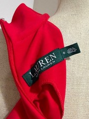 Lauren Ralph Lauren Red Jersey Mock Neck Sleeveless A-line Shift Dress Size 6