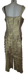 90s Y2k Womens Gold Rhinestone Ruffle Ruched Formal Evening Dress Sz 14P
