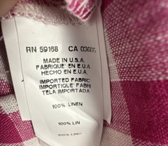 Karen Kane Size XL Linen Pink & White Check Button-Up Rope Belt Shirt Dress