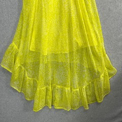 Billabong High Low Tank Dress Neon Yellow Festival Ruffle Summer Sz Medium READ