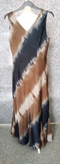 22, Ann Harvey, Brown, Black, Grey Tie Dye Print Sleeveless Long Dress, Slip On
