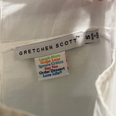 Gretchen Scott Sleeveless Shift Dress Small White Blue Green Embroidered Cotton