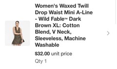 Wild Fable Brown Solid Twill Mini A-Line Dress V-Neck Sleeveless Belted XL