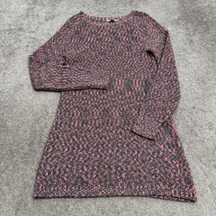 Bar III Long Sleeve Pullover Sweater Mini Dress Womens Small Pink Gray Marled