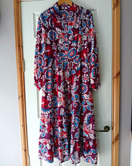Joe Browns Burgundy Floral Button Front Long Sleeve Maxi Dress Size 14